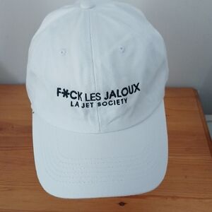 La Jet Society White Cap Les Jaloux 100% Cotton Hat